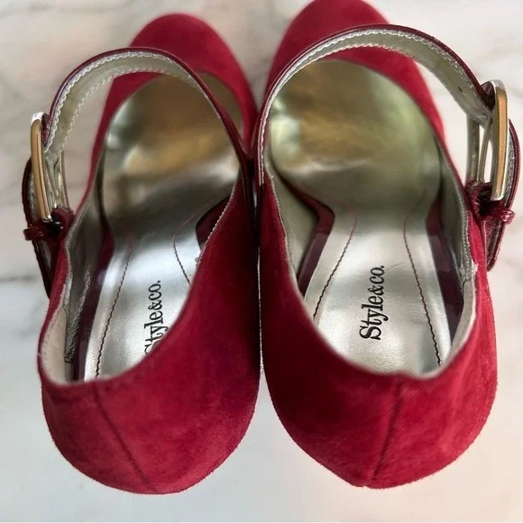 Style Co Womens Cherry Red Suede Mary Jane Patent Leather Shoes Size 7 M - Picture 12 of 16